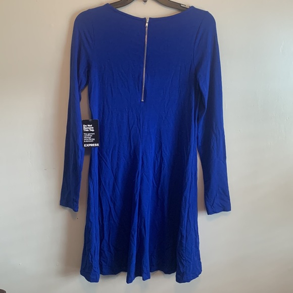 NWT EXPRESS blue long sleeve dress size small - Picture 4 of 5
